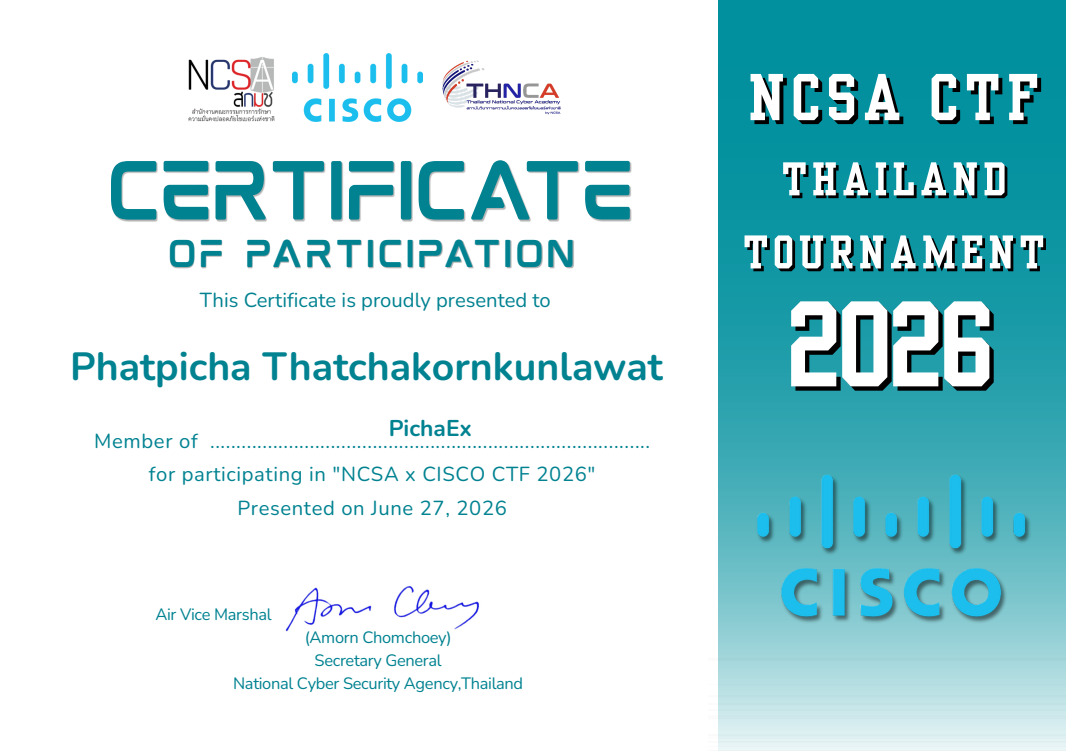 NCSA x CISCO CTF 2026 Certificate of Participation